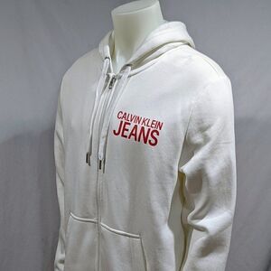 BNWOT L Calvin Klein Jean White Full Zip Hoodie